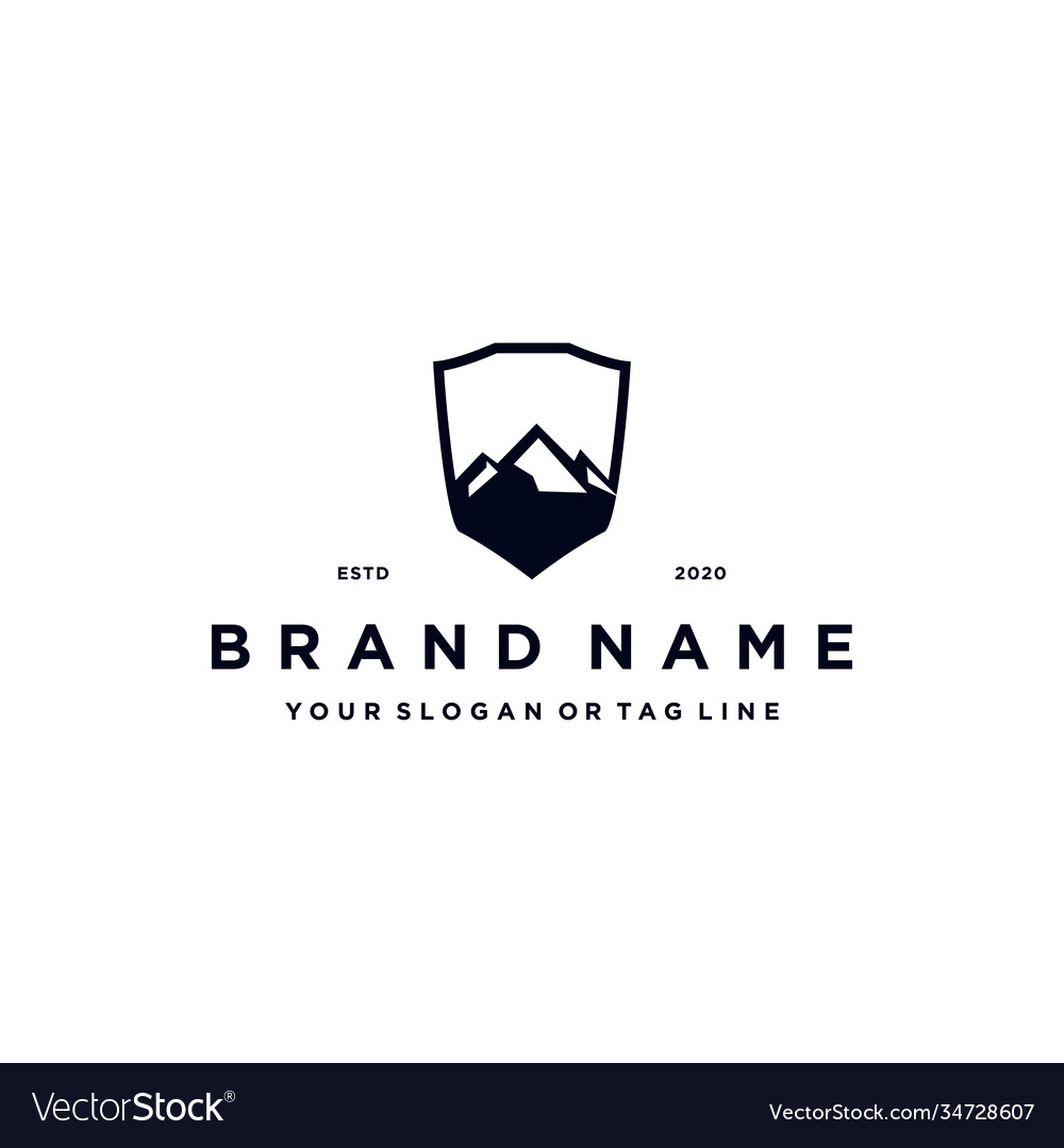 Mountain shield logo design concept