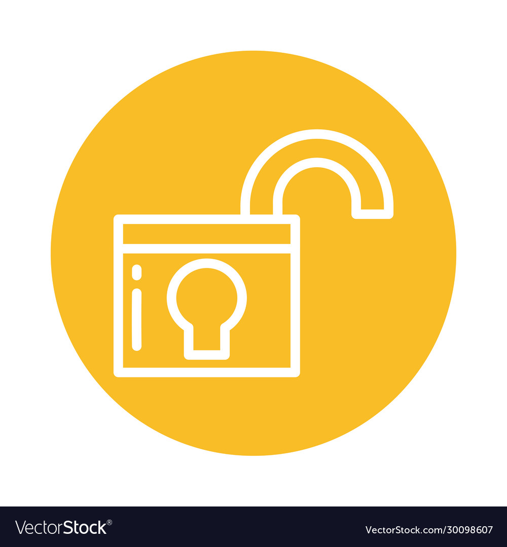 Open padlock block and flat style icon