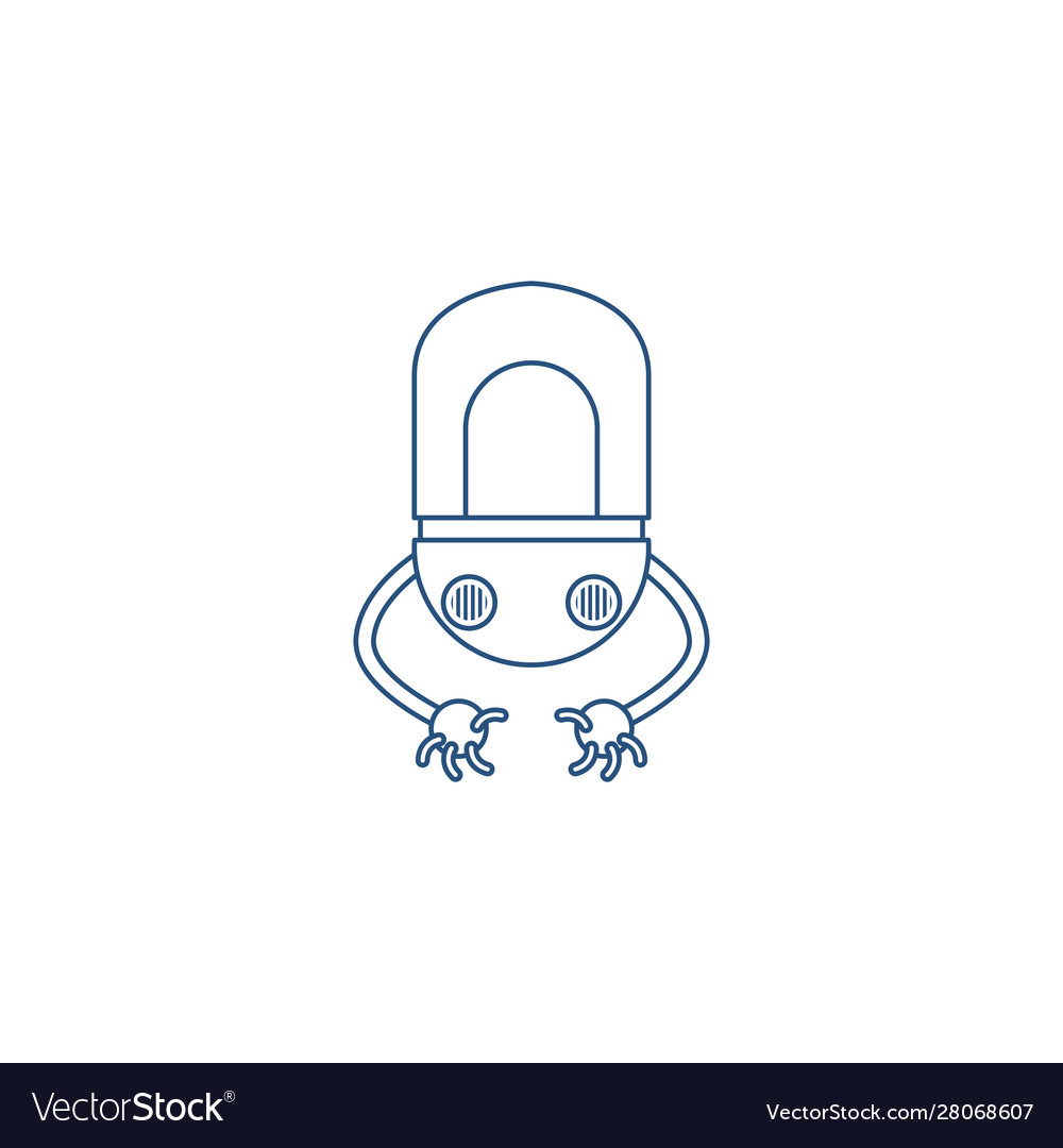 Robot with two hands line style icon