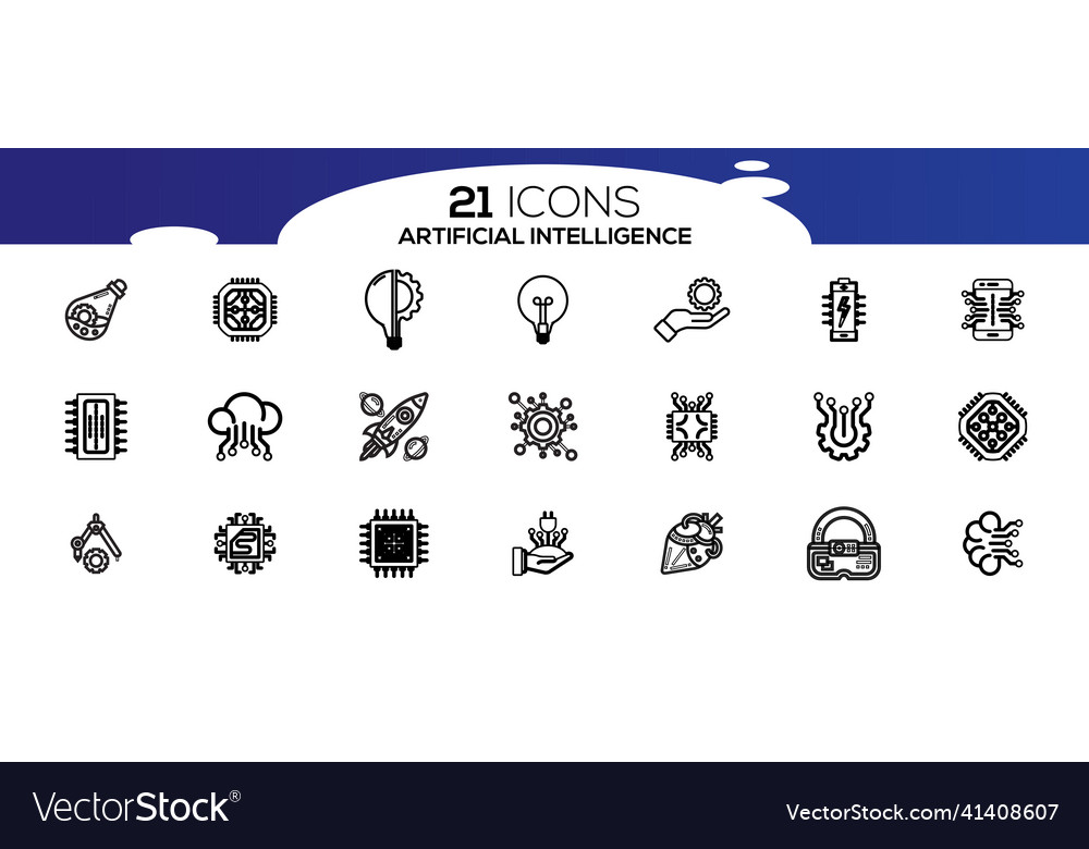 Simple set of artificial intelligence related Vector Image Simple set of artificial intelligence related