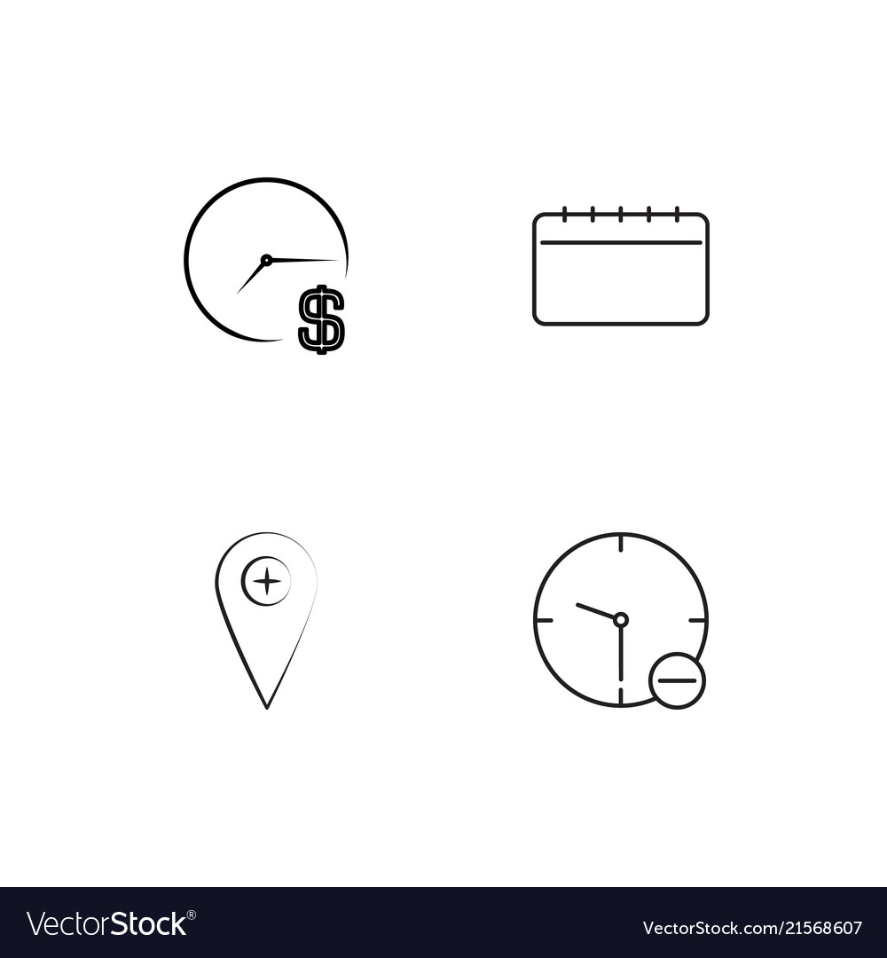 Time linear icons set simple outline