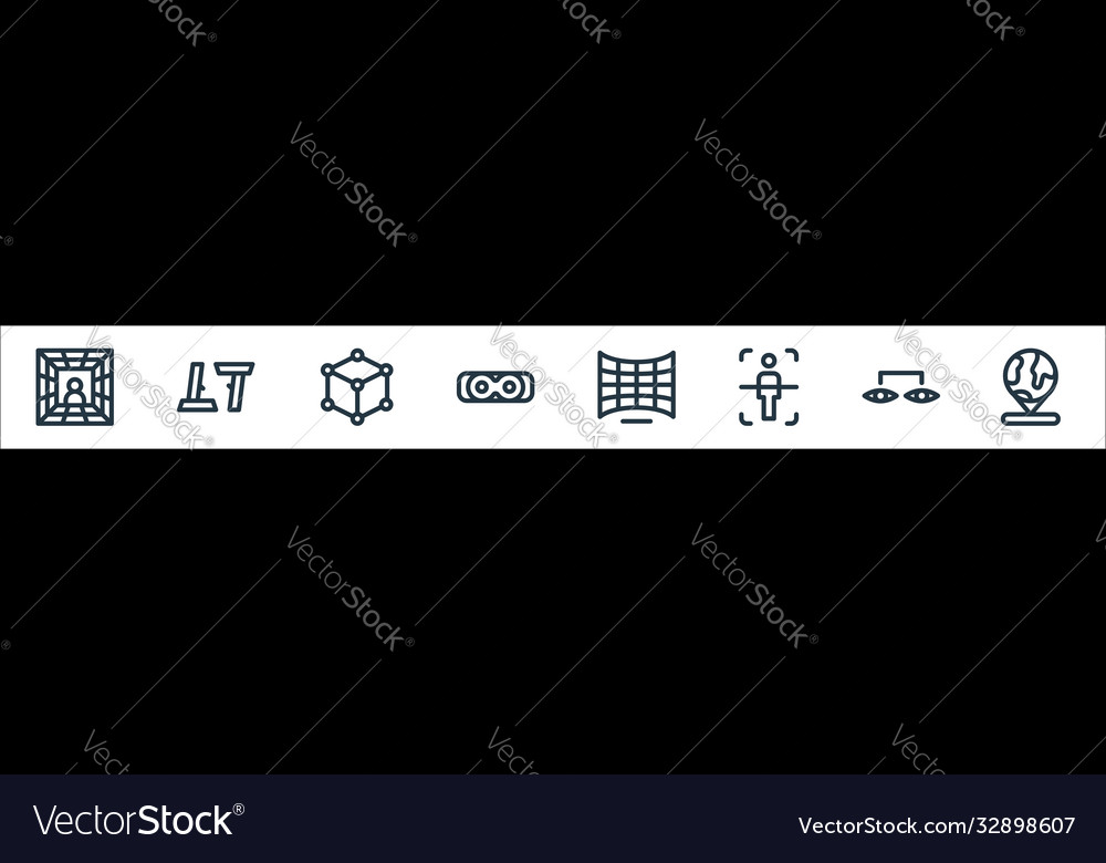 Virtual reality line icons linear set quality vector image Virtual reality line icons linear set quality