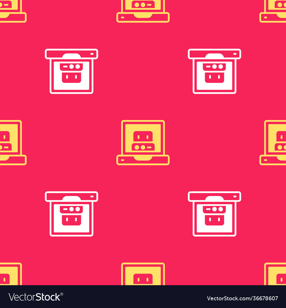 Yellow creating robot icon isolated seamless