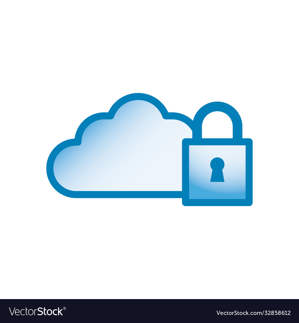 Cloud computing and padlock line gradient