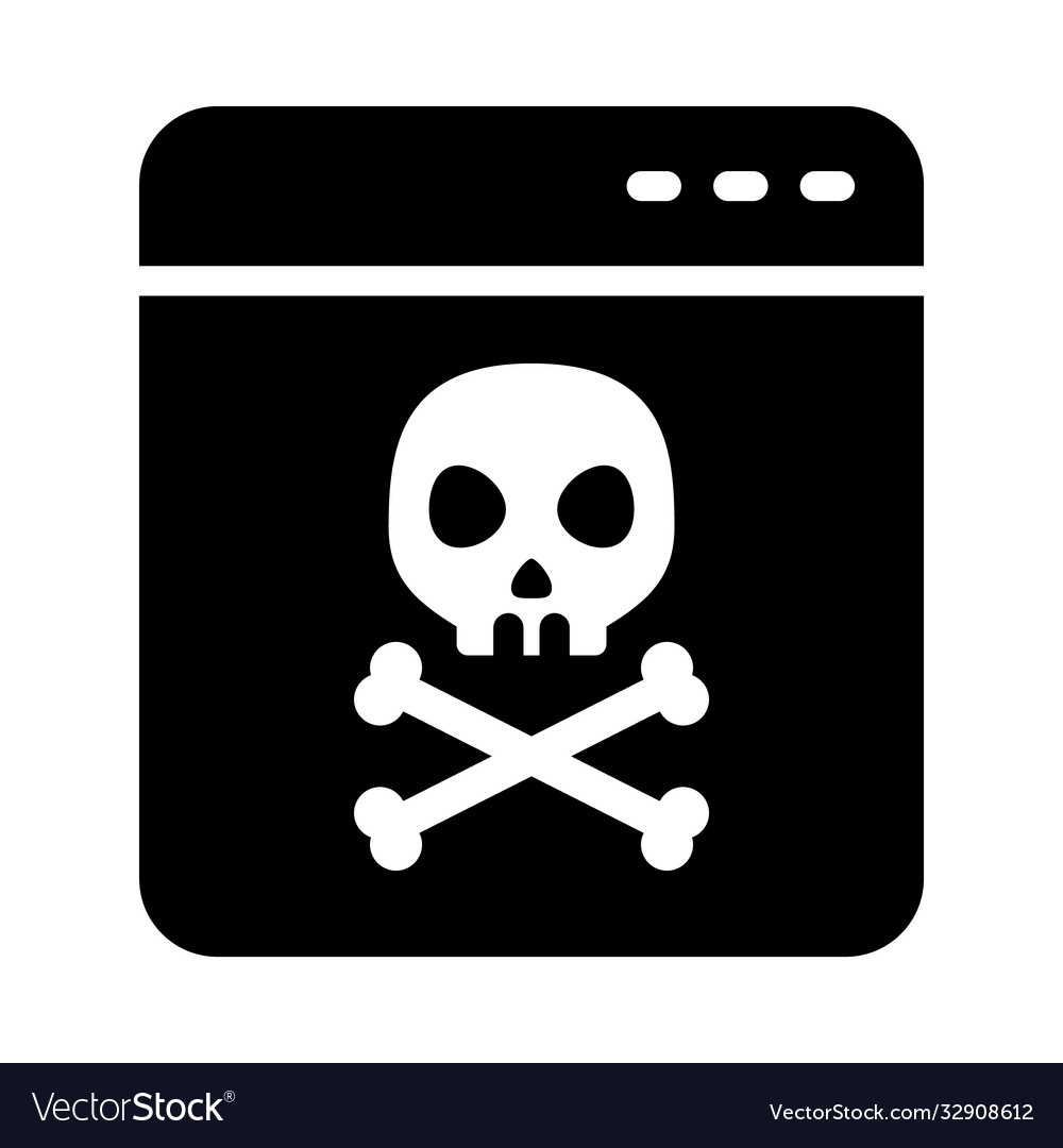 Cyber security concept web page with skull icon