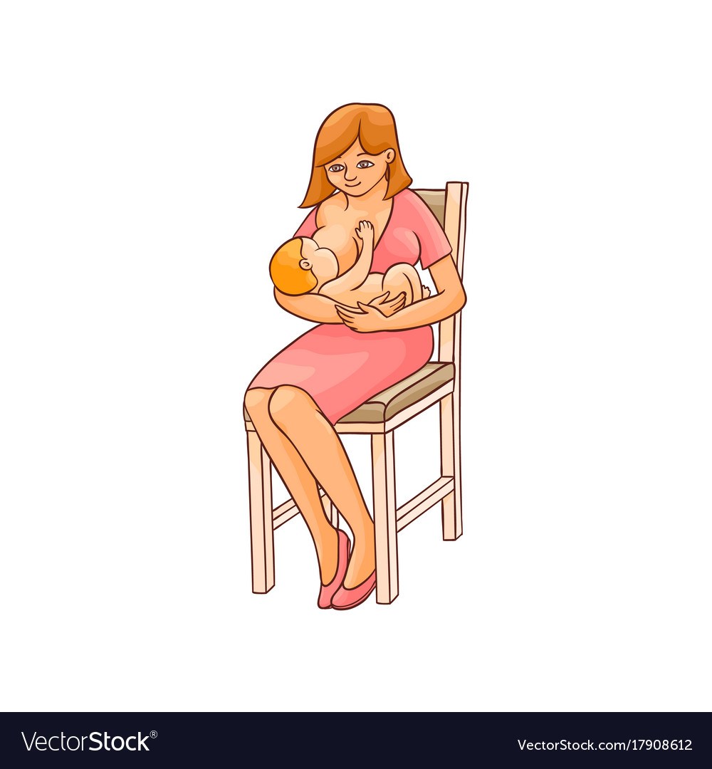 Flat girl sitting at chair with infant baby