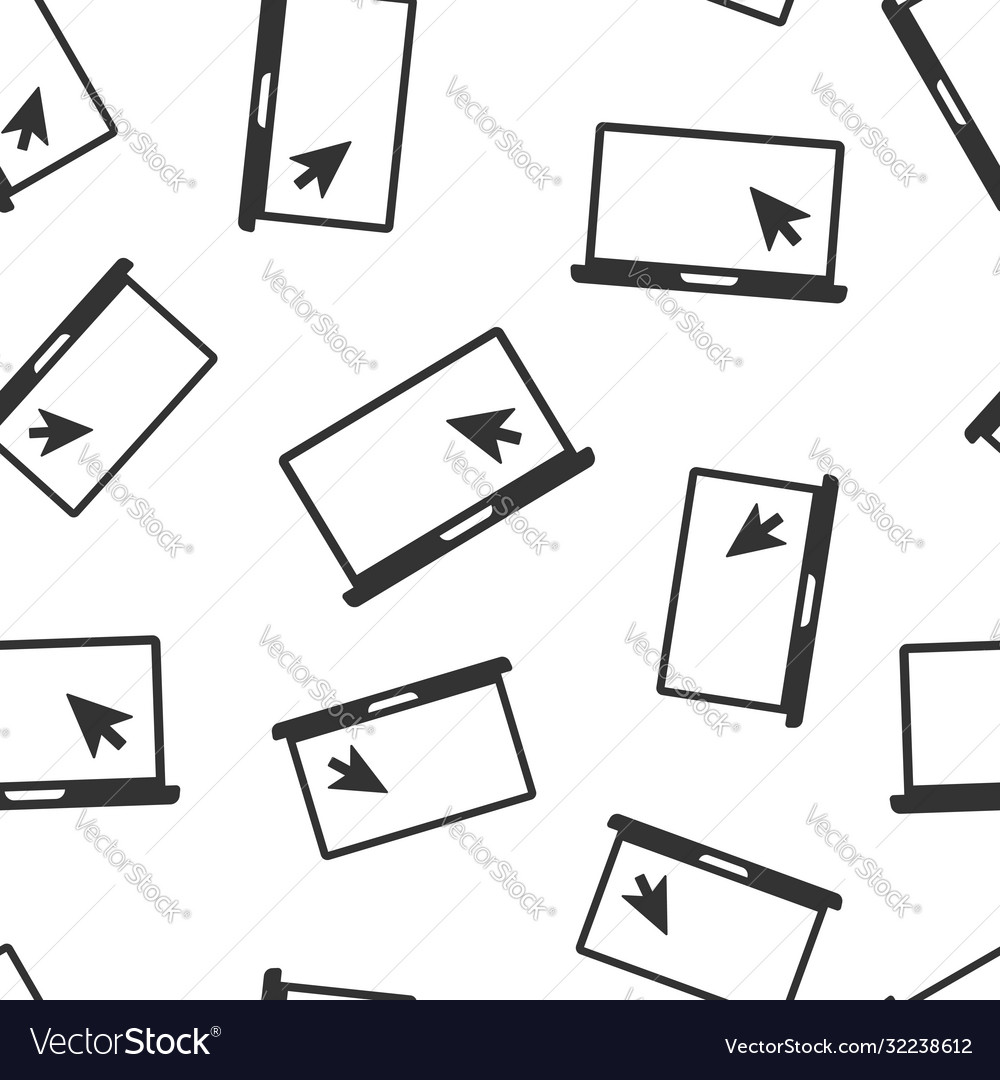 Laptop computer icon in flat style cursor