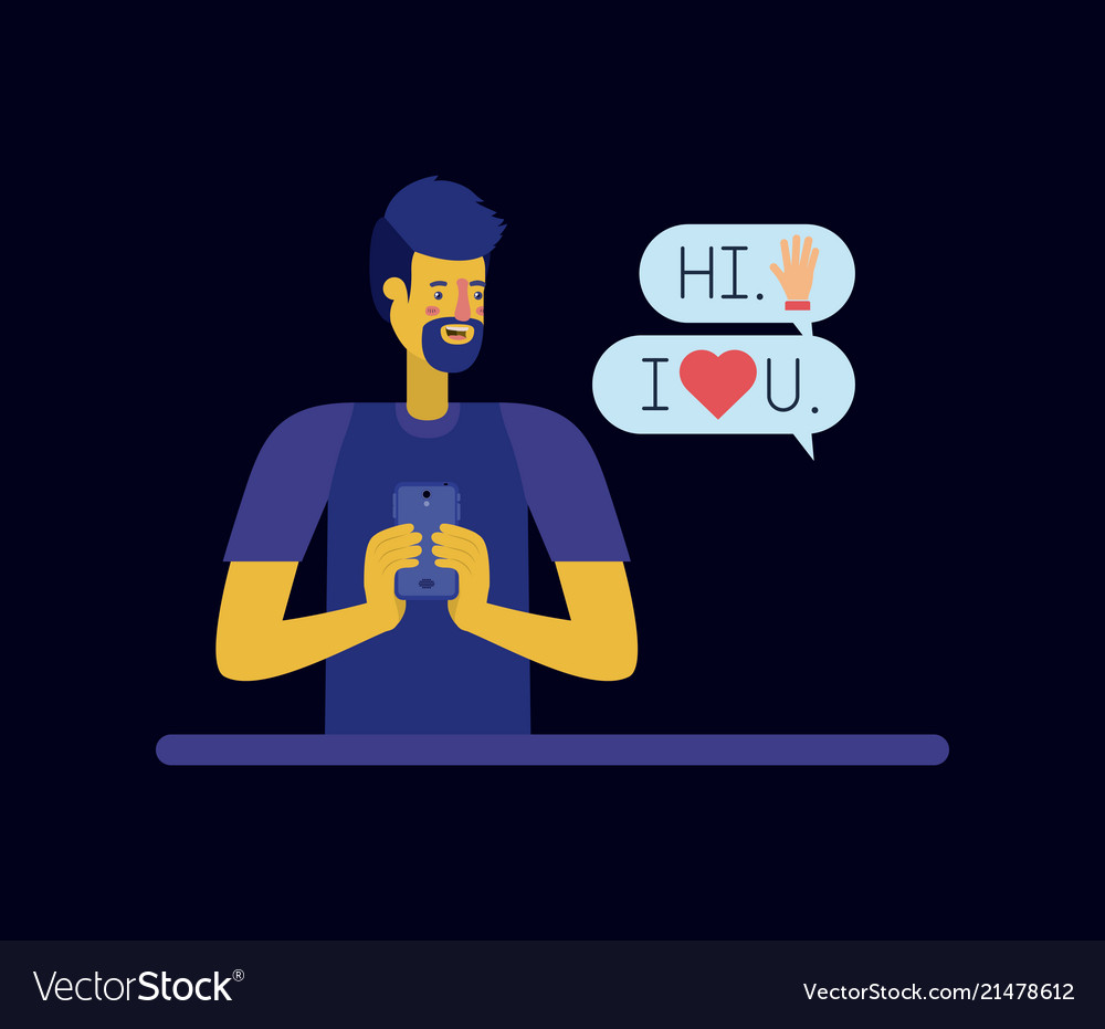Man chating with smartphone