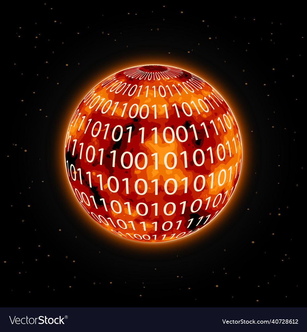 Orange red planet with zero one digits