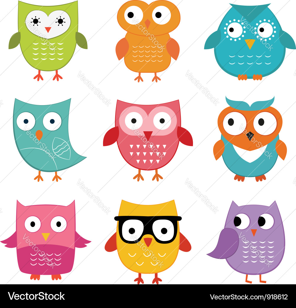 Owls set Royalty Free Vector Image - VectorStock