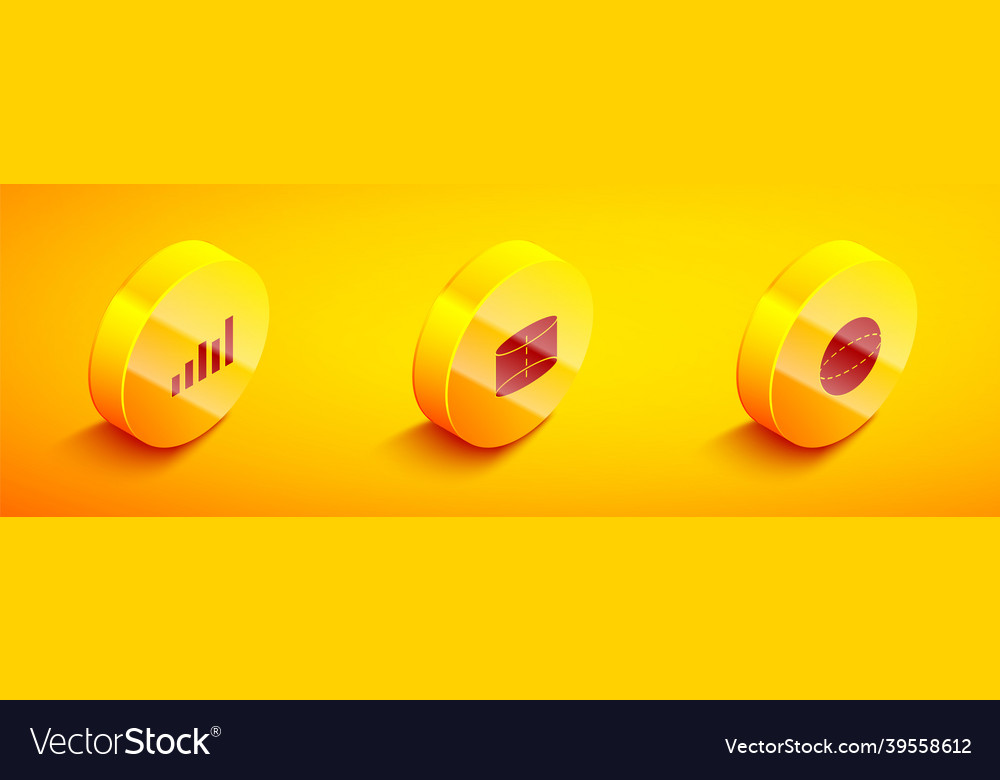 Set isometric graph schedule chart diagram vector image Set isometric graph schedule chart diagram