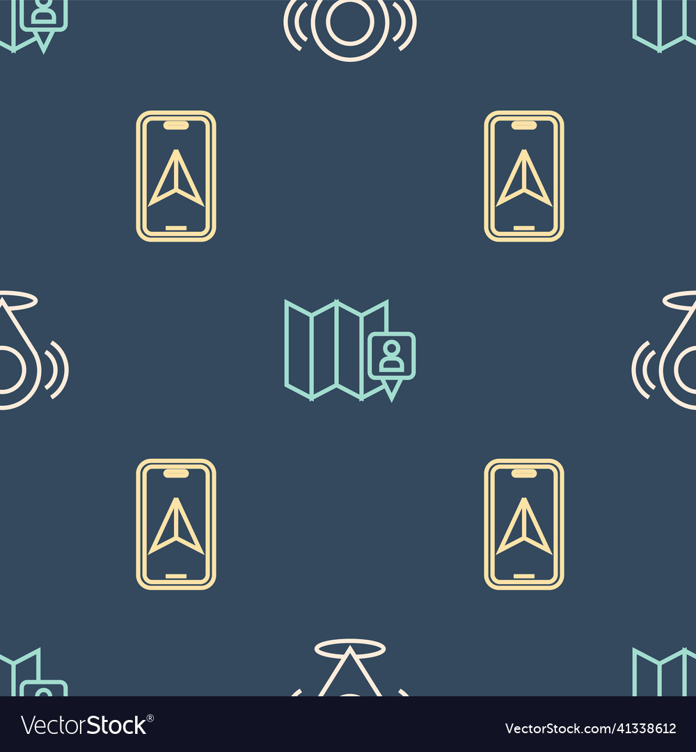 Set line map pin city navigation and folded vector image Set line map pin city navigation and folded