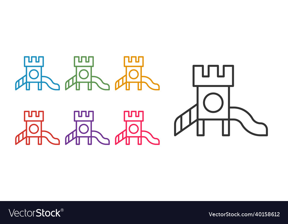 Set line slide playground icon isolated on white vector image Set line slide playground icon isolated on white