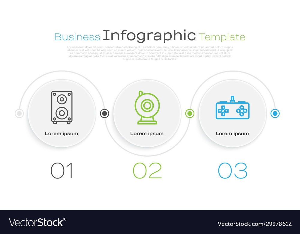 Set line stereo speaker web camera and gamepad vector image Set line stereo speaker web camera and gamepad