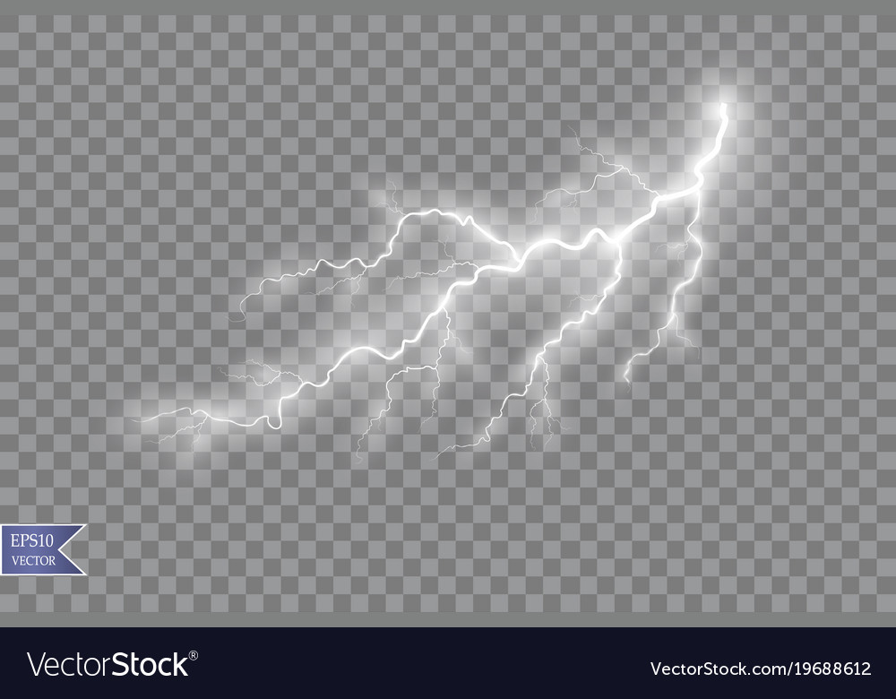 Set of lightnings magic and bright light effects