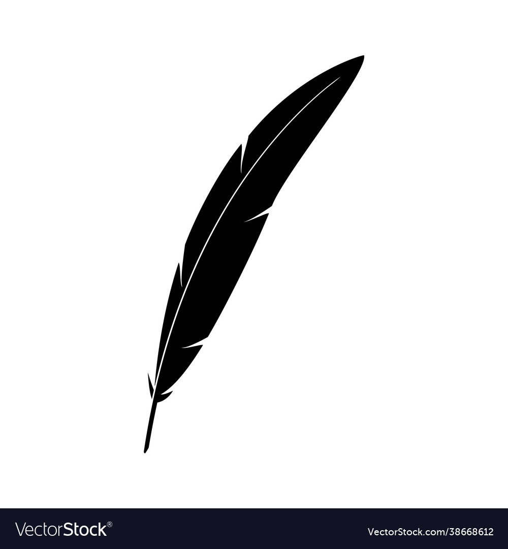 Silhouette a birds feather is black Royalty Free Vector