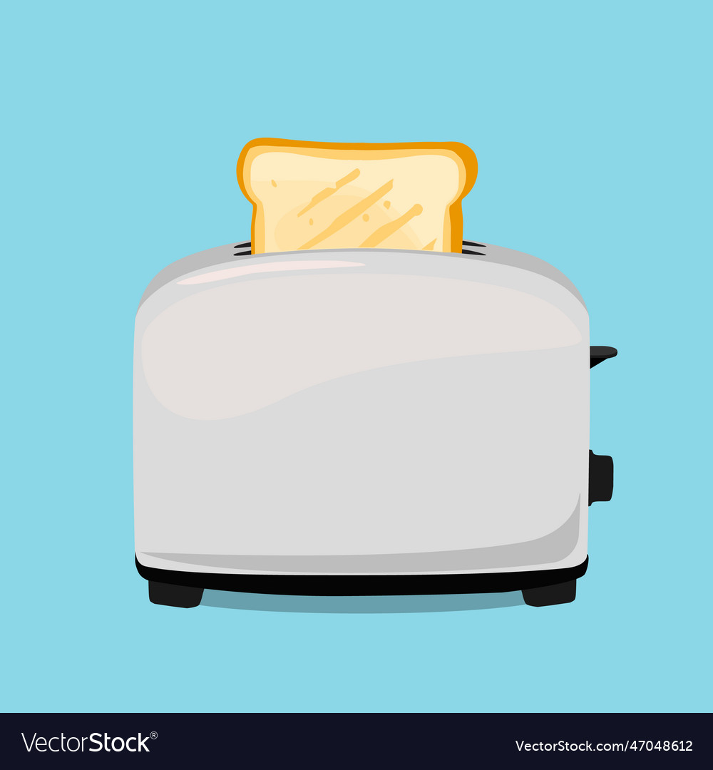 Stainless steel toaster with toasted bread