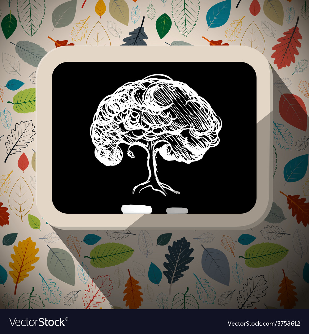 Tree - sketch on blackboard with chalks retro