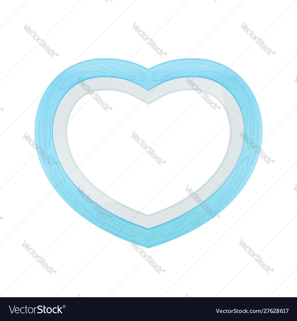 Blue pastel color wood frame heart shape isolated