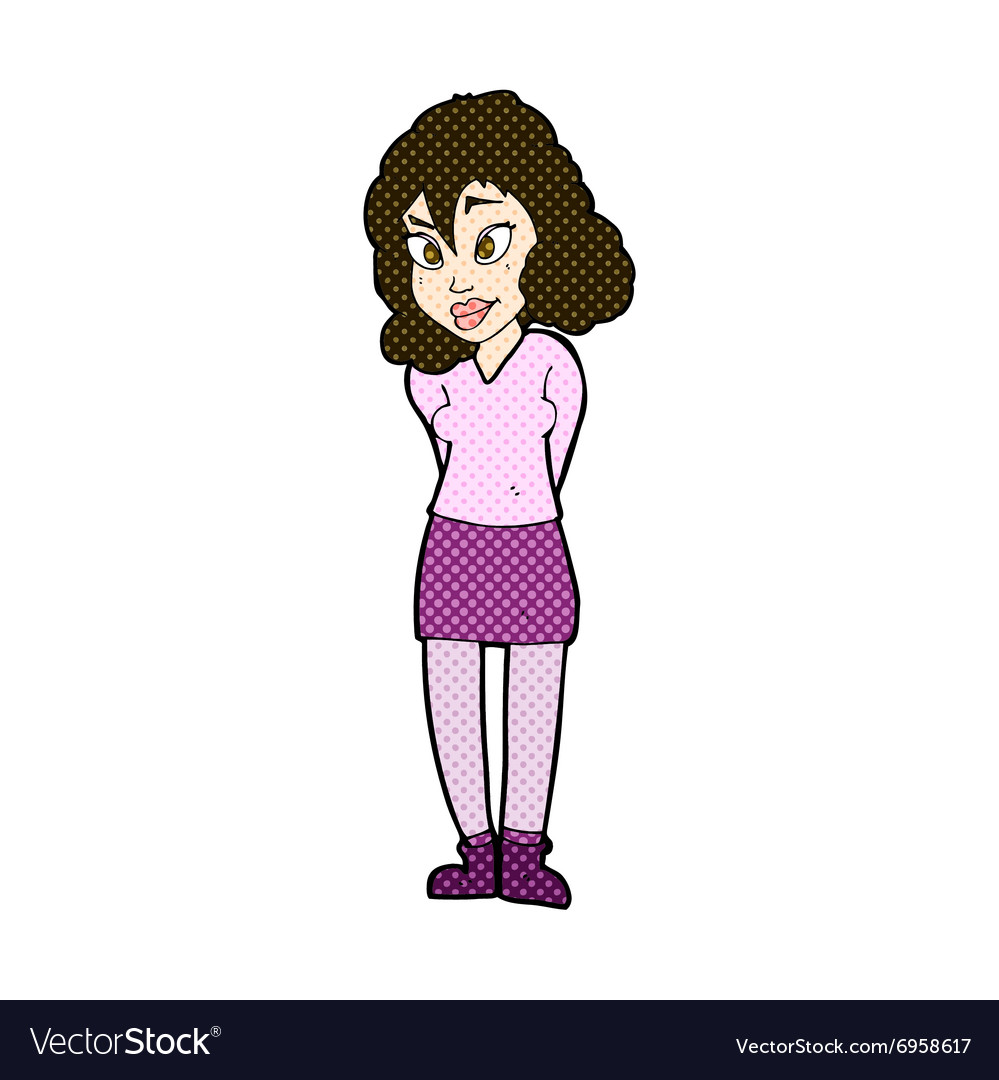 Comic cartoon confused woman