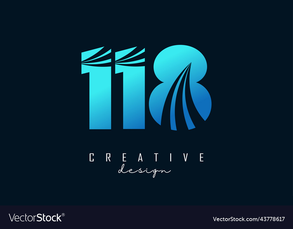 Creative number 118 logo with leading lines Vector Image