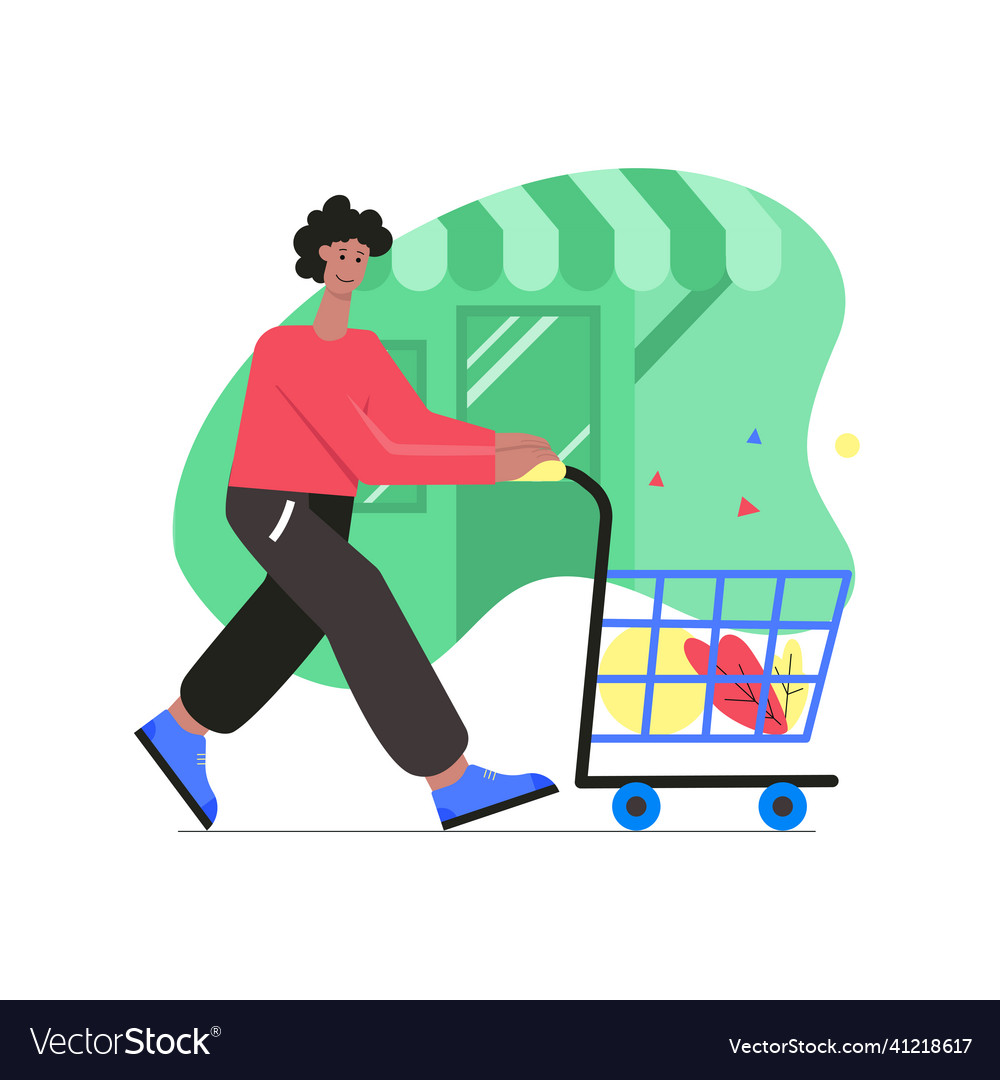 Customer shopping at store modern flat concept vector image Customer shopping at store modern flat concept