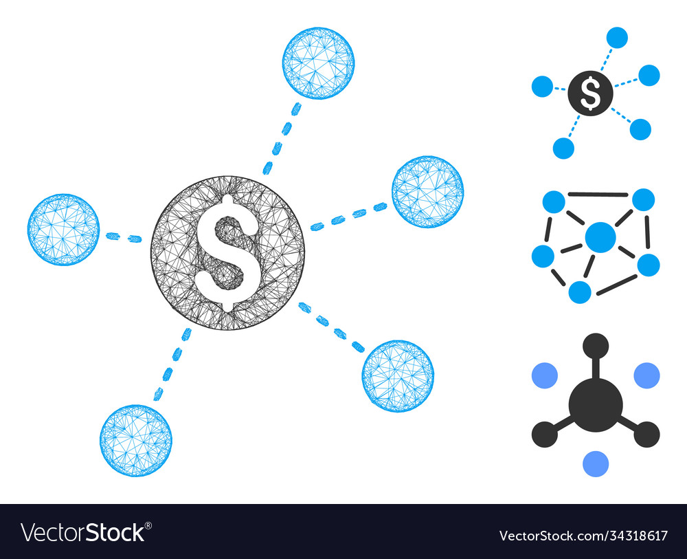 Dollar virtual links polygonal web mesh vector image Dollar virtual links polygonal web mesh