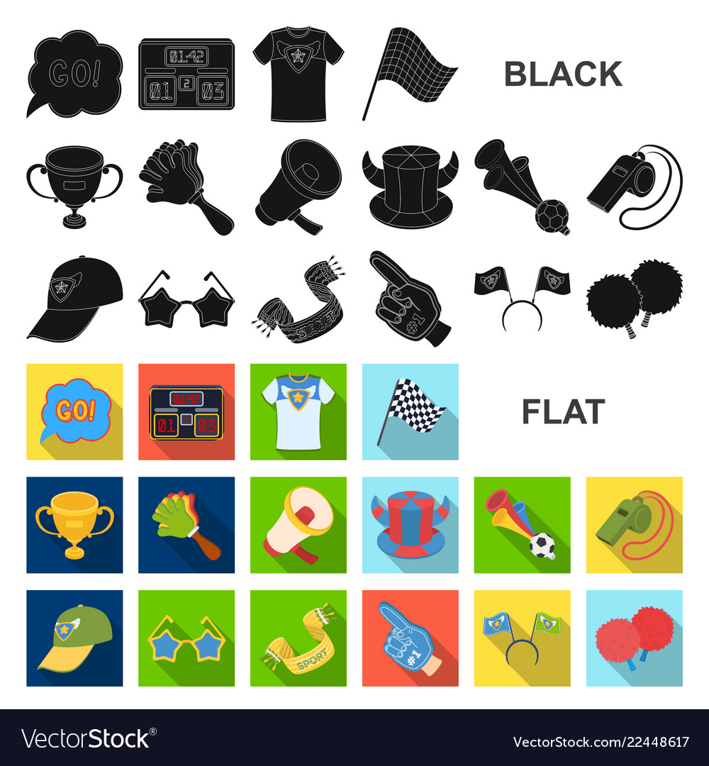 Fan and attributes flat icons in set collection