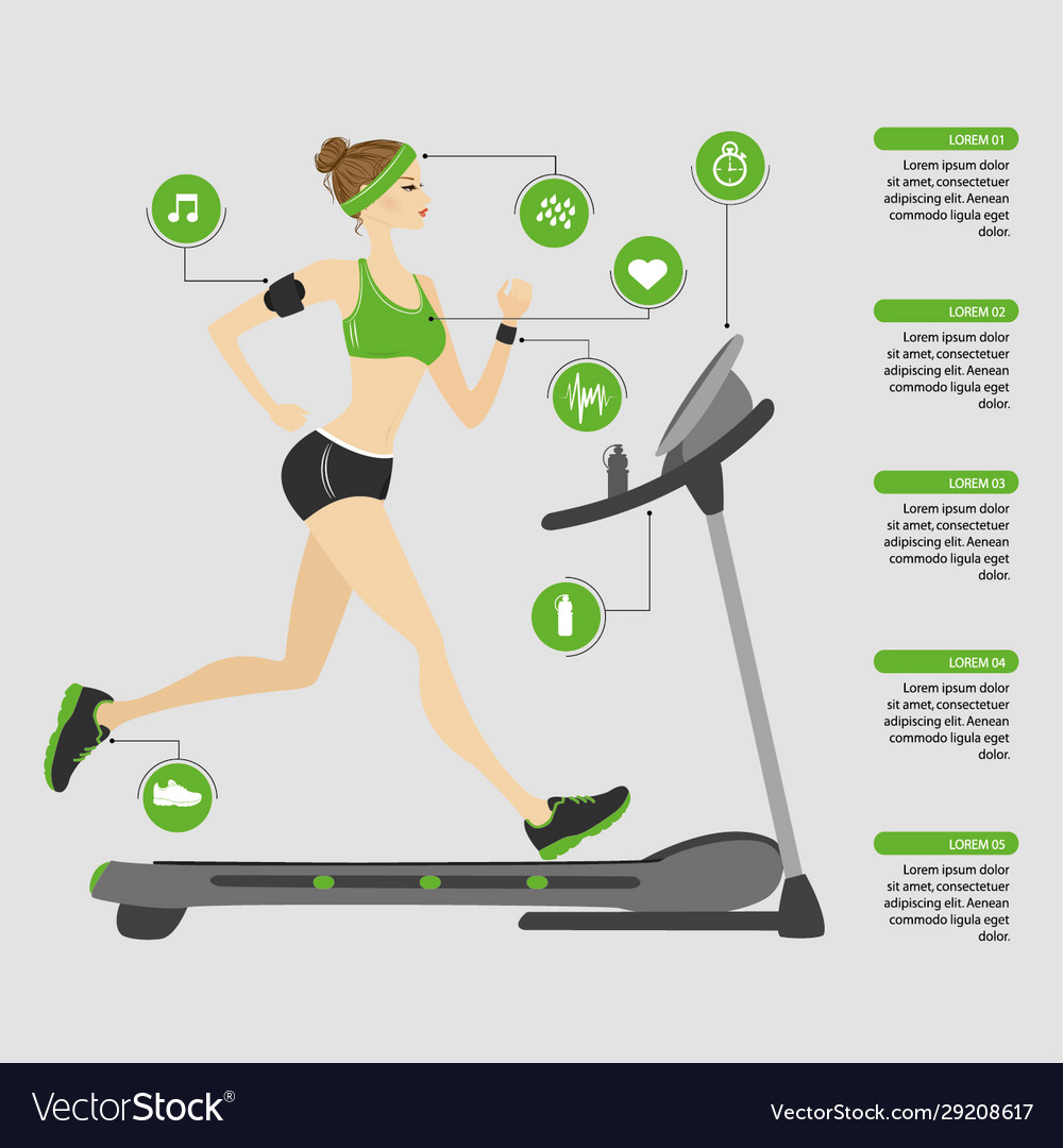 Fashion girl running on a treadmill