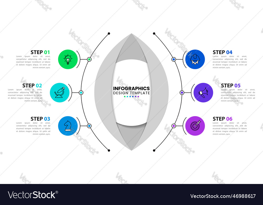 Infographic template 6 circles with a title Vector Image