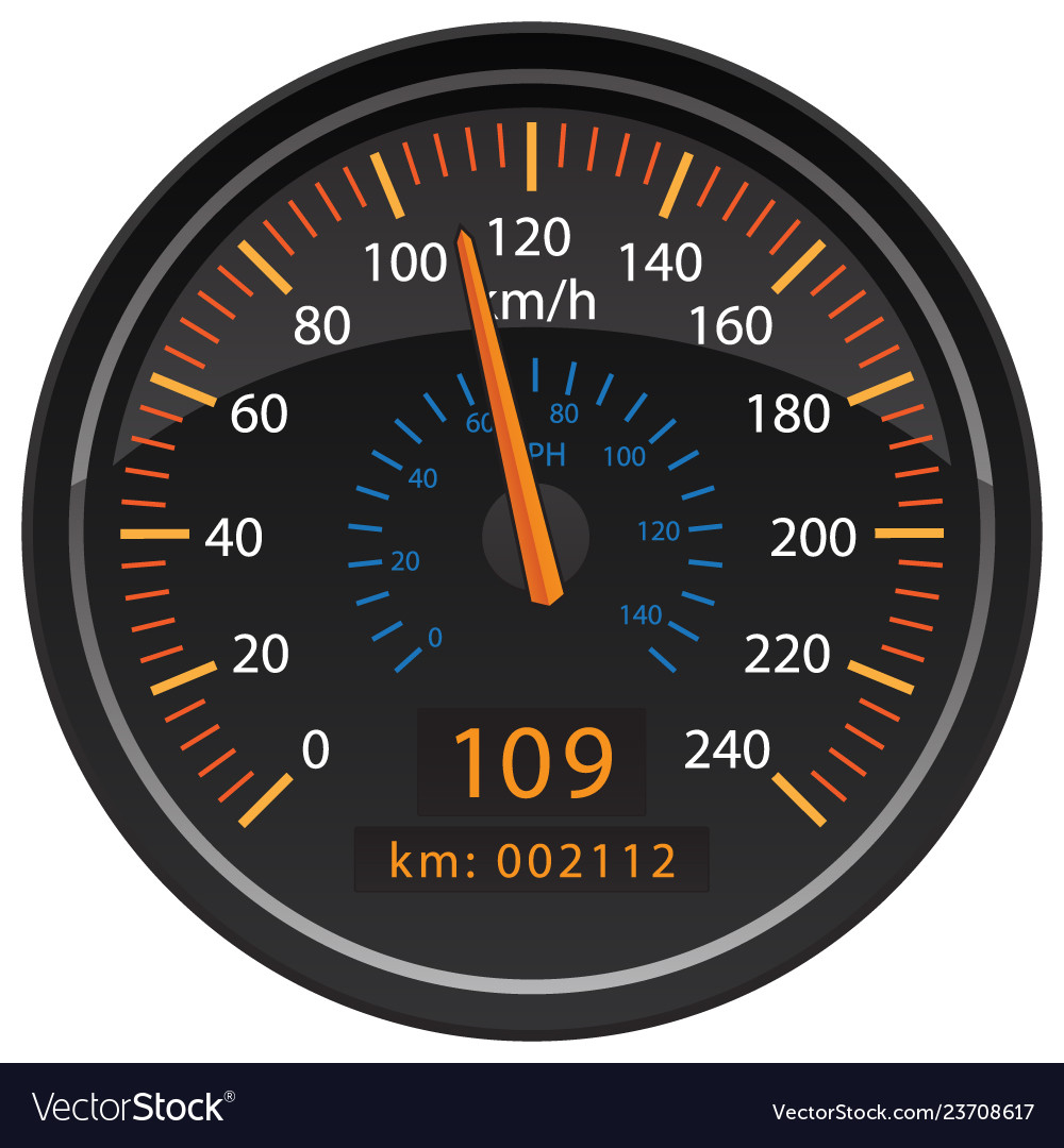 Kmh Kilometers Per Hour Speedometer Odometer Vector Image