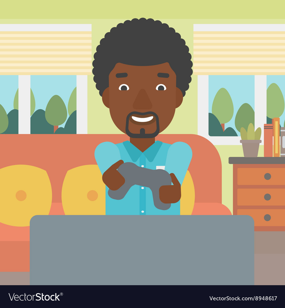 Man playing computer game Royalty Free Vector Image