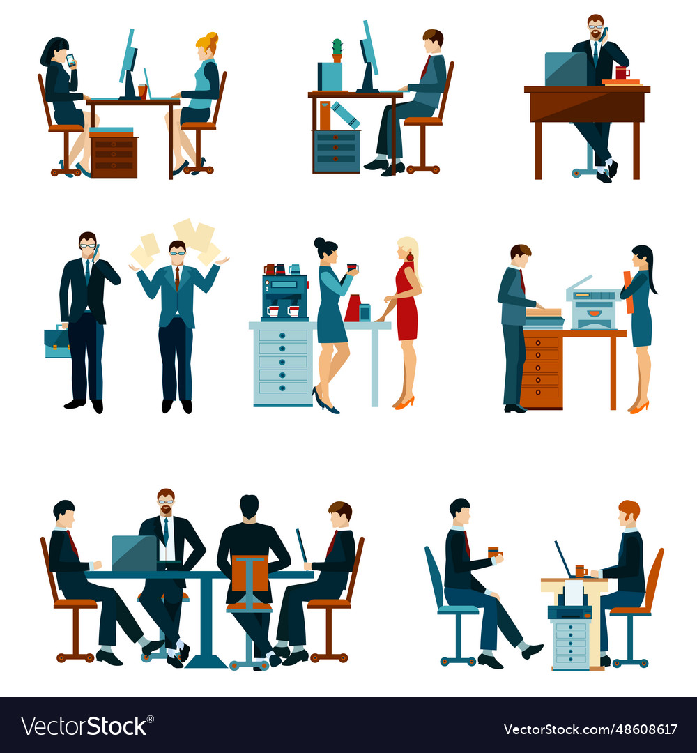 Office worker icons Royalty Free Vector Image - VectorStock