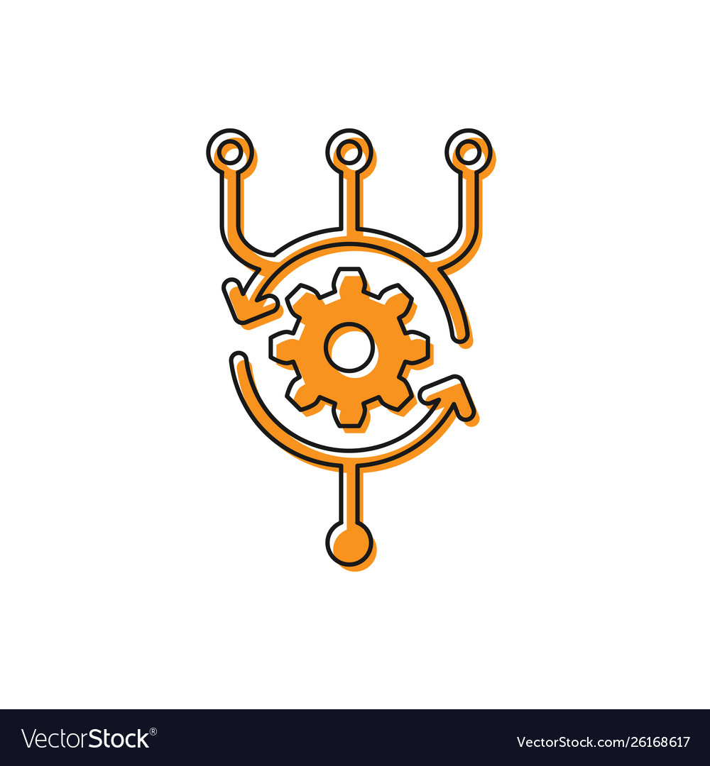 Orange algorithm icon isolated on white vector image Orange algorithm icon isolated on white