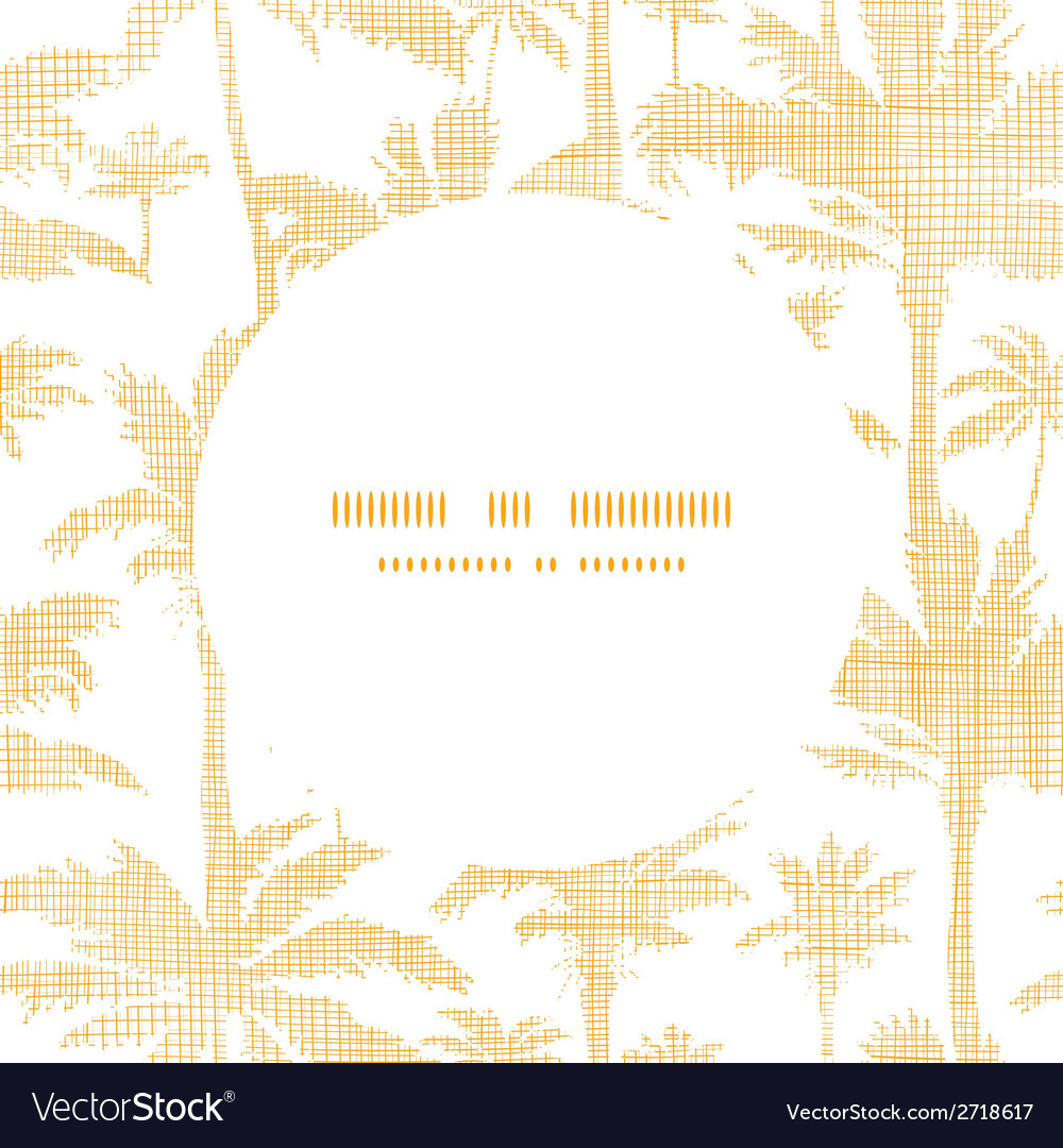 Palm trees golden textile frame circle pattern