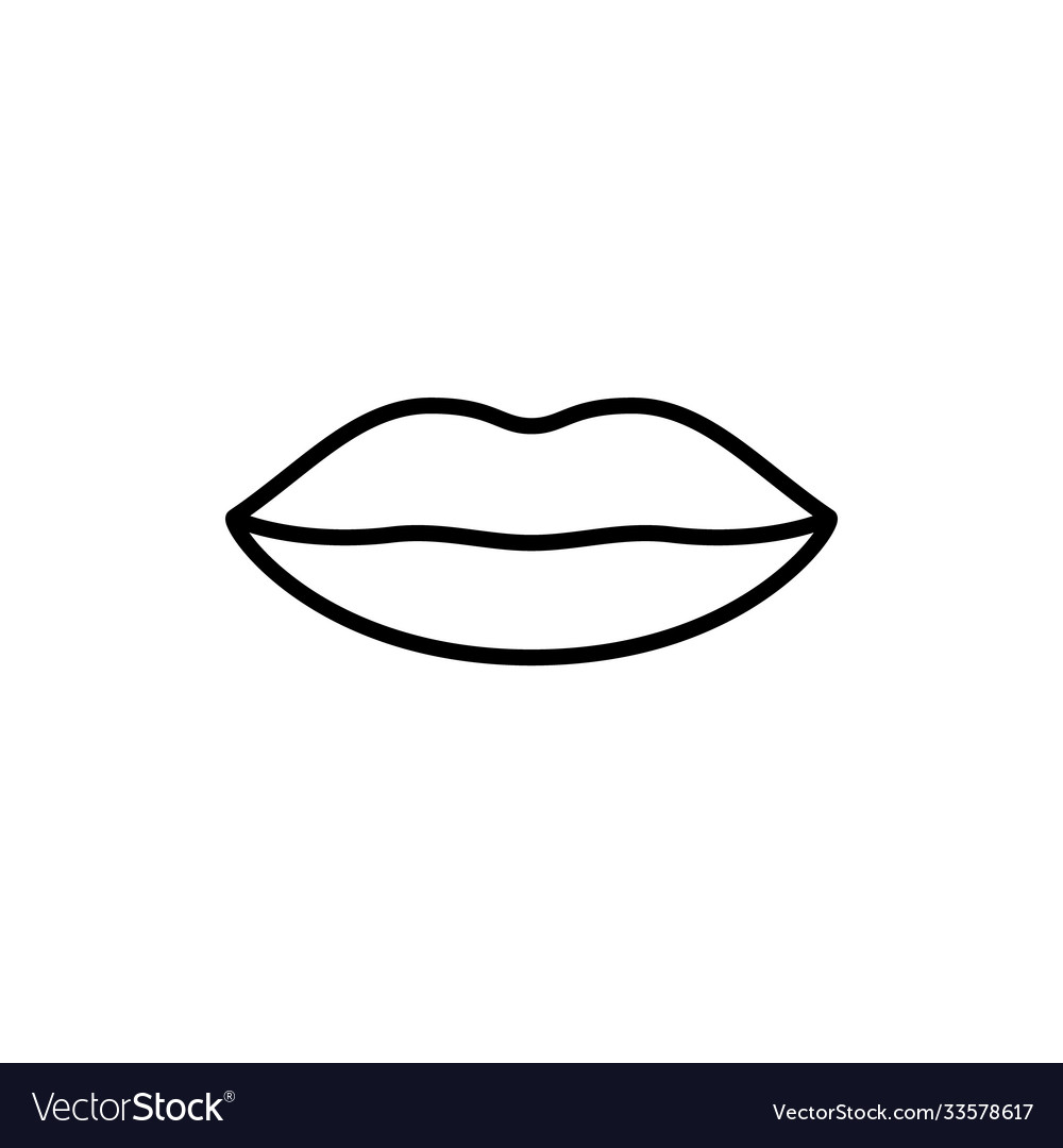 Plump female lips linear sexiness icon logo Vector Image