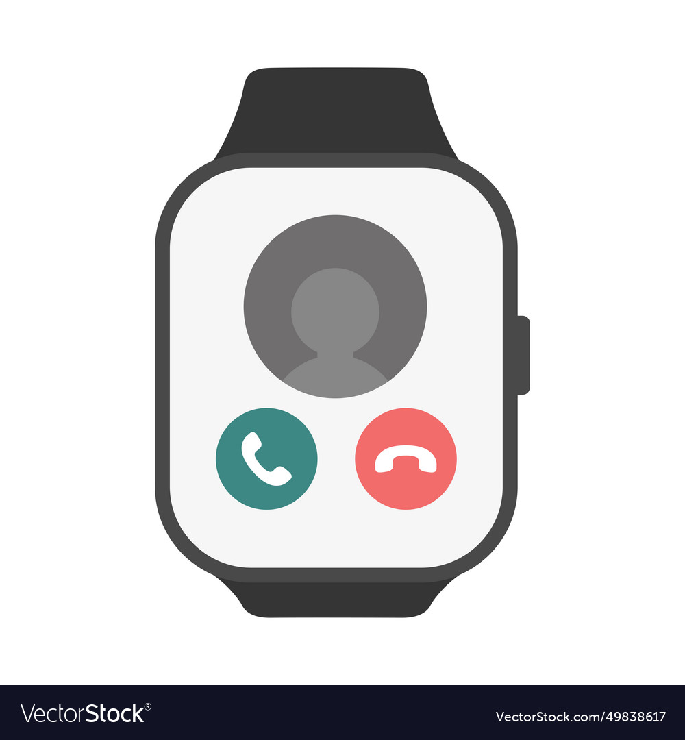 Rectangle smart watch with incoming call screen Vector Image Rectangle smart watch with incoming call screen