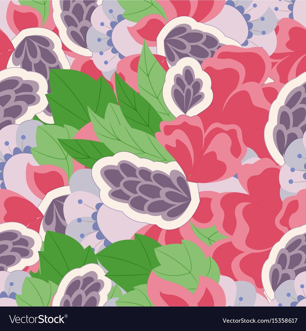 Seamless pattern with abstract flower elements