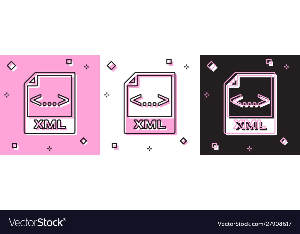 Set xml file document download button icon vector image Set xml file document download button icon