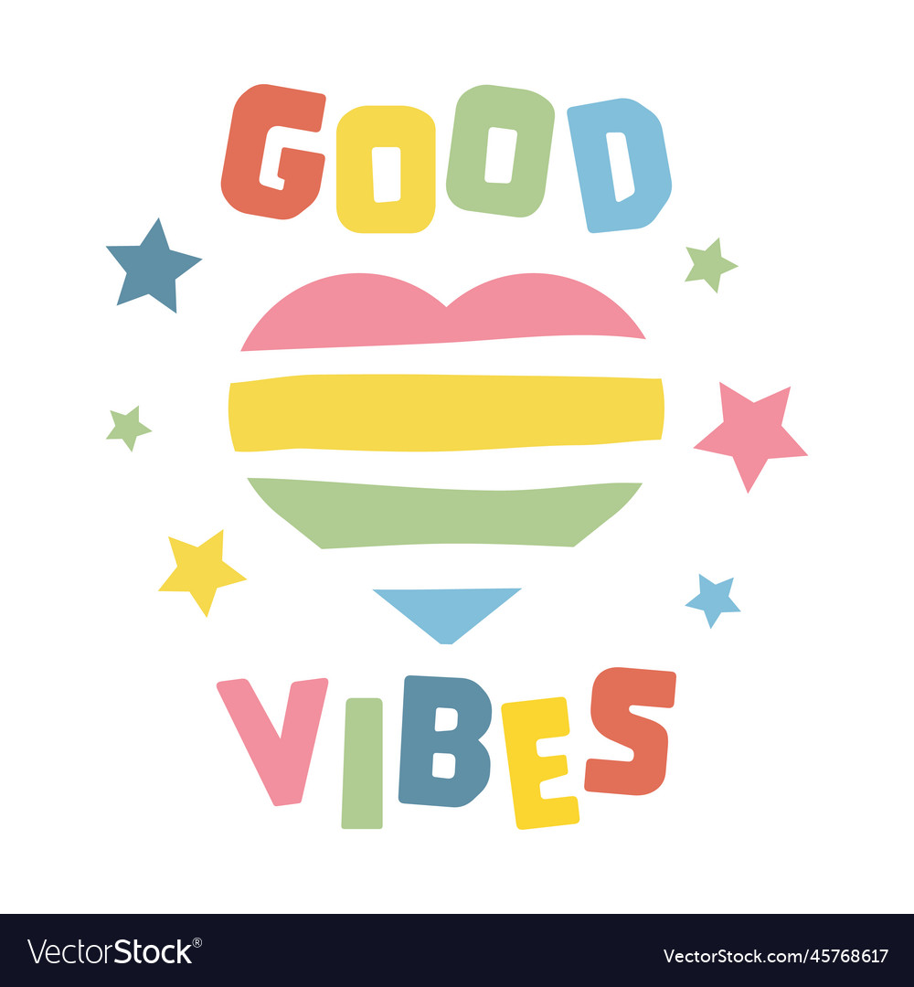 Slogan typography for t-shirt good vibes tee