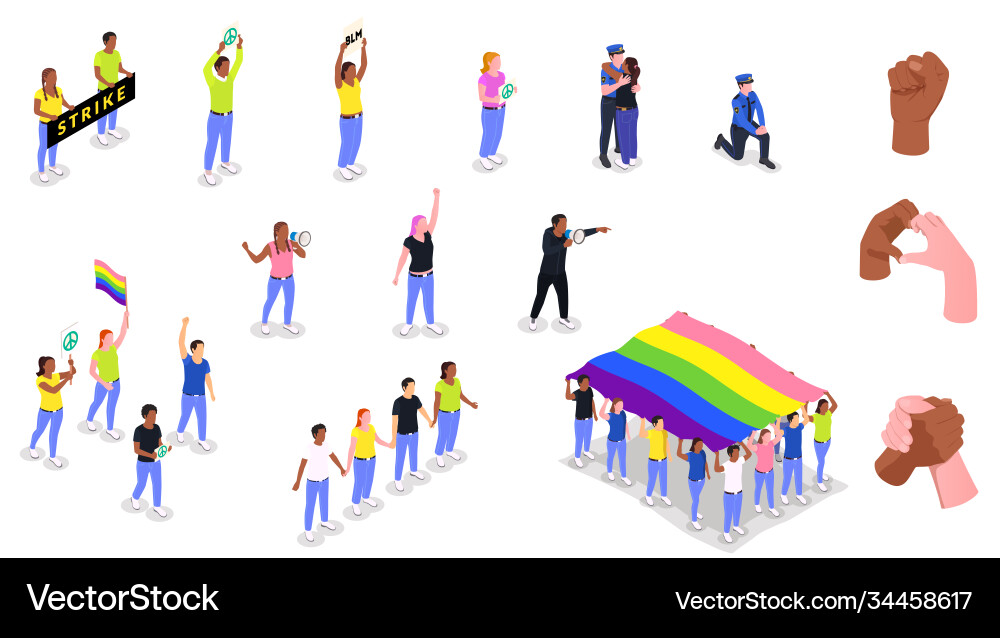 Solidarity protest icons collection Royalty Free Vector