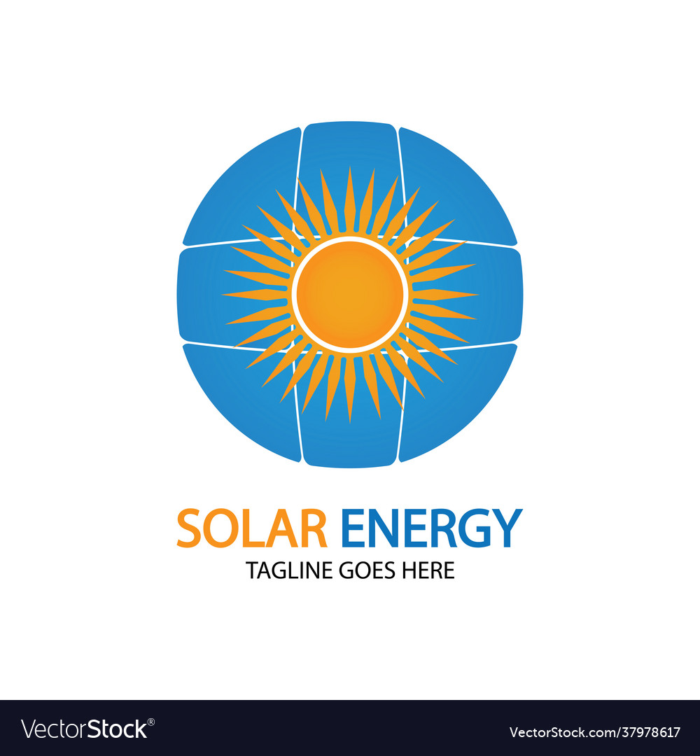 Sun solar energy logo design template solar tech Vector Image