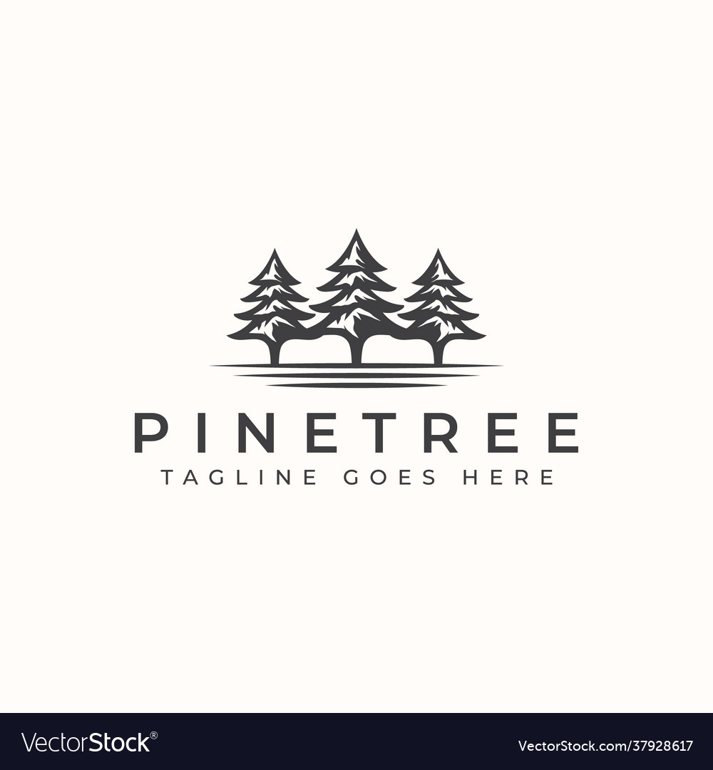 Vintage pine tree logo template Royalty Free Vector Image