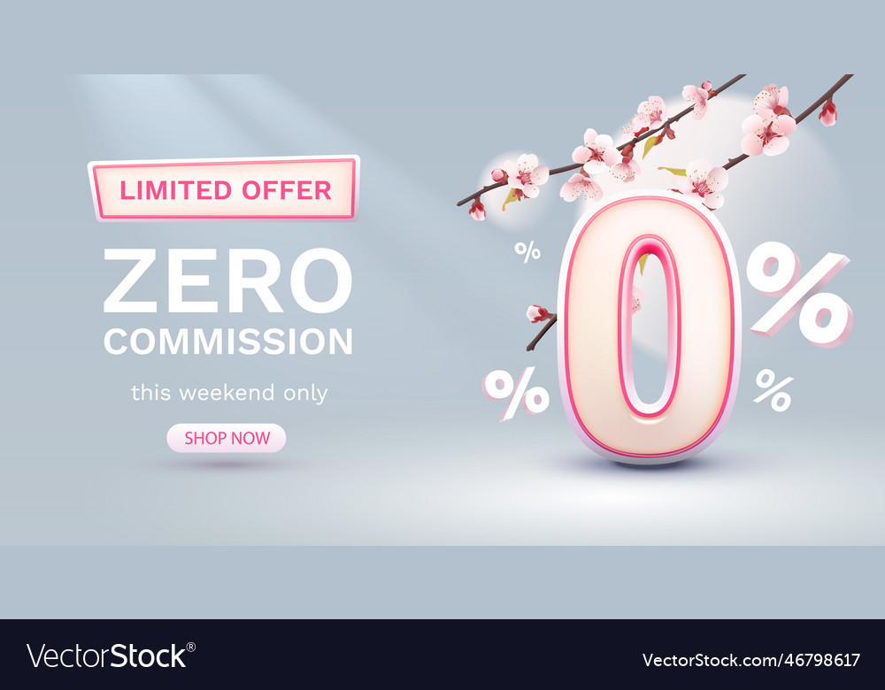 Zero Provision limitiertes Angebot Prozent Schild vector image Zero Provision limitiertes Angebot Prozent Schild