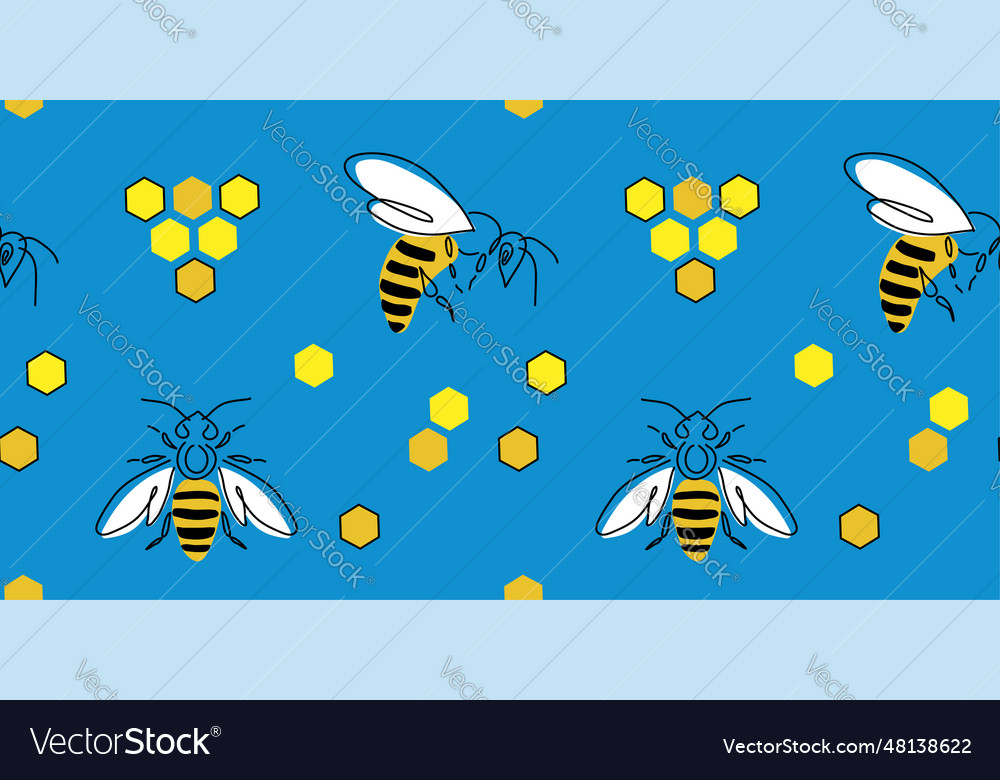 Bees and honeycombs seamless pattern texture vector image Bees and honeycombs seamless pattern texture