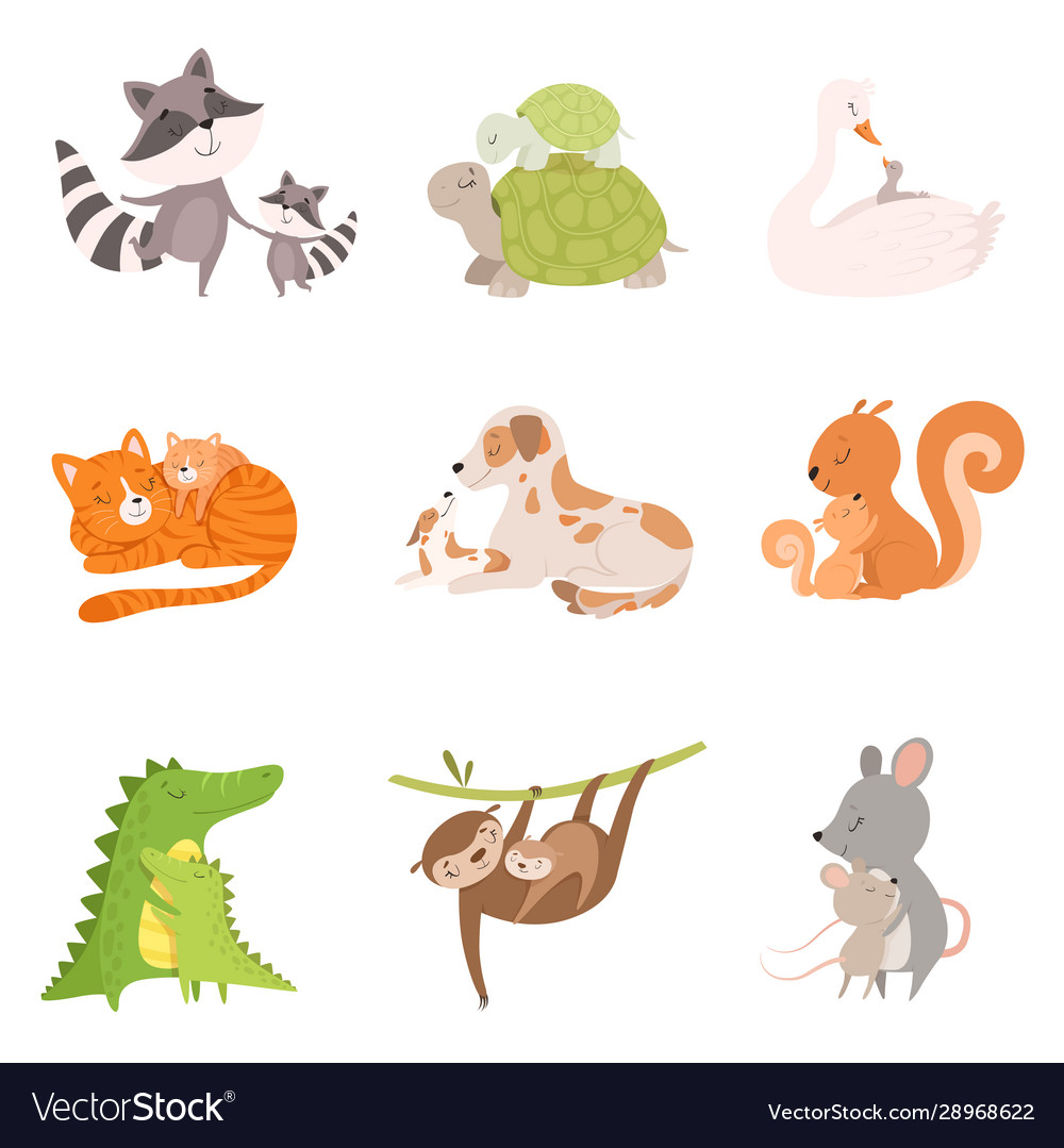 Cartoon animal mother and her cub Royalty Free Vector Image Cartoon animal mother and her cub Royalty Free Vector Image