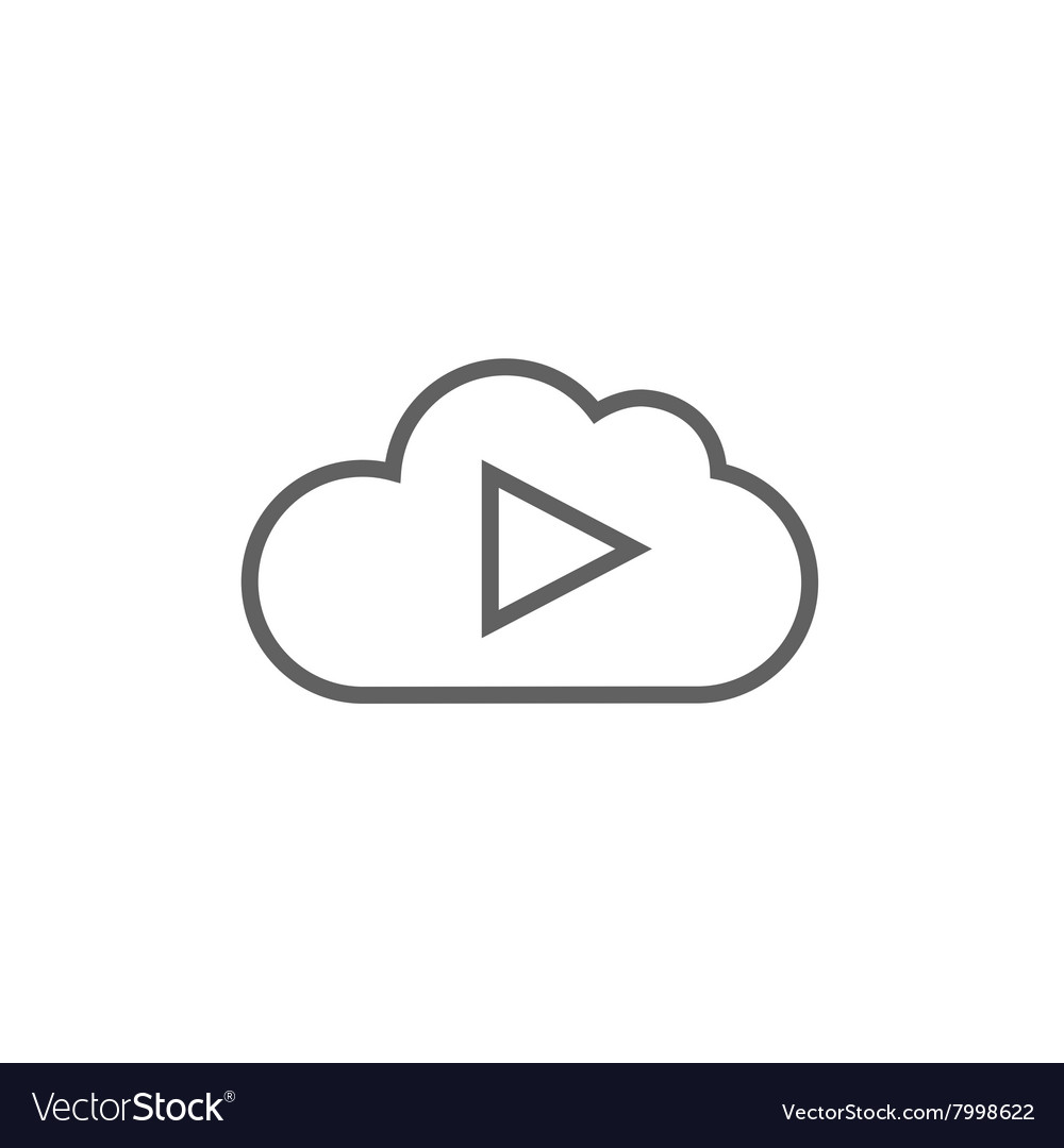 Cloud Play Icon Line Art