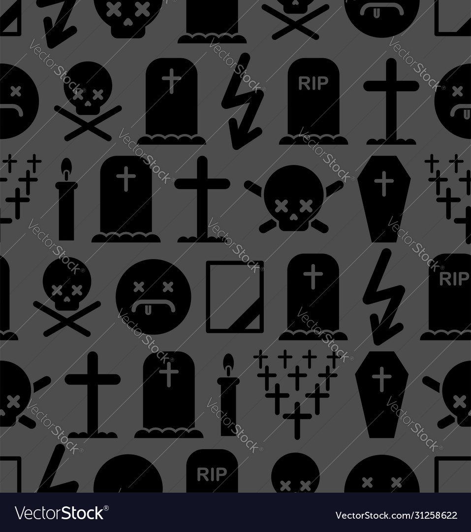 Death pattern seamless tombstone and cross