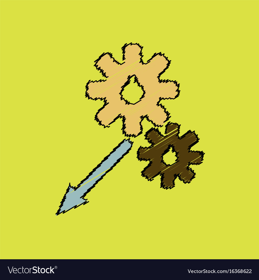 Flat icon design collection two gears in hatching