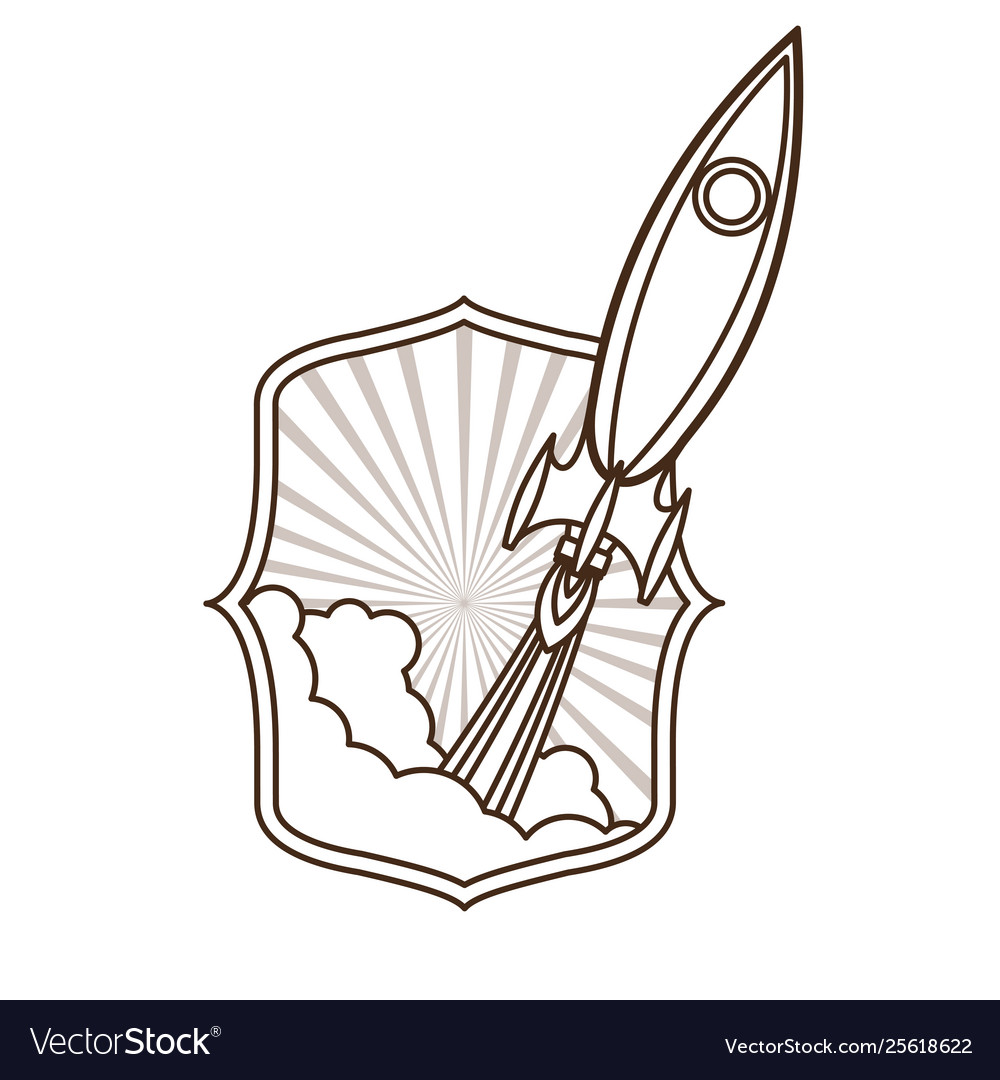 Frame with rocket taking off icon